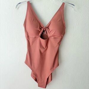 KNIX Peek A Boo Rust Orange One Piece Swimsuit